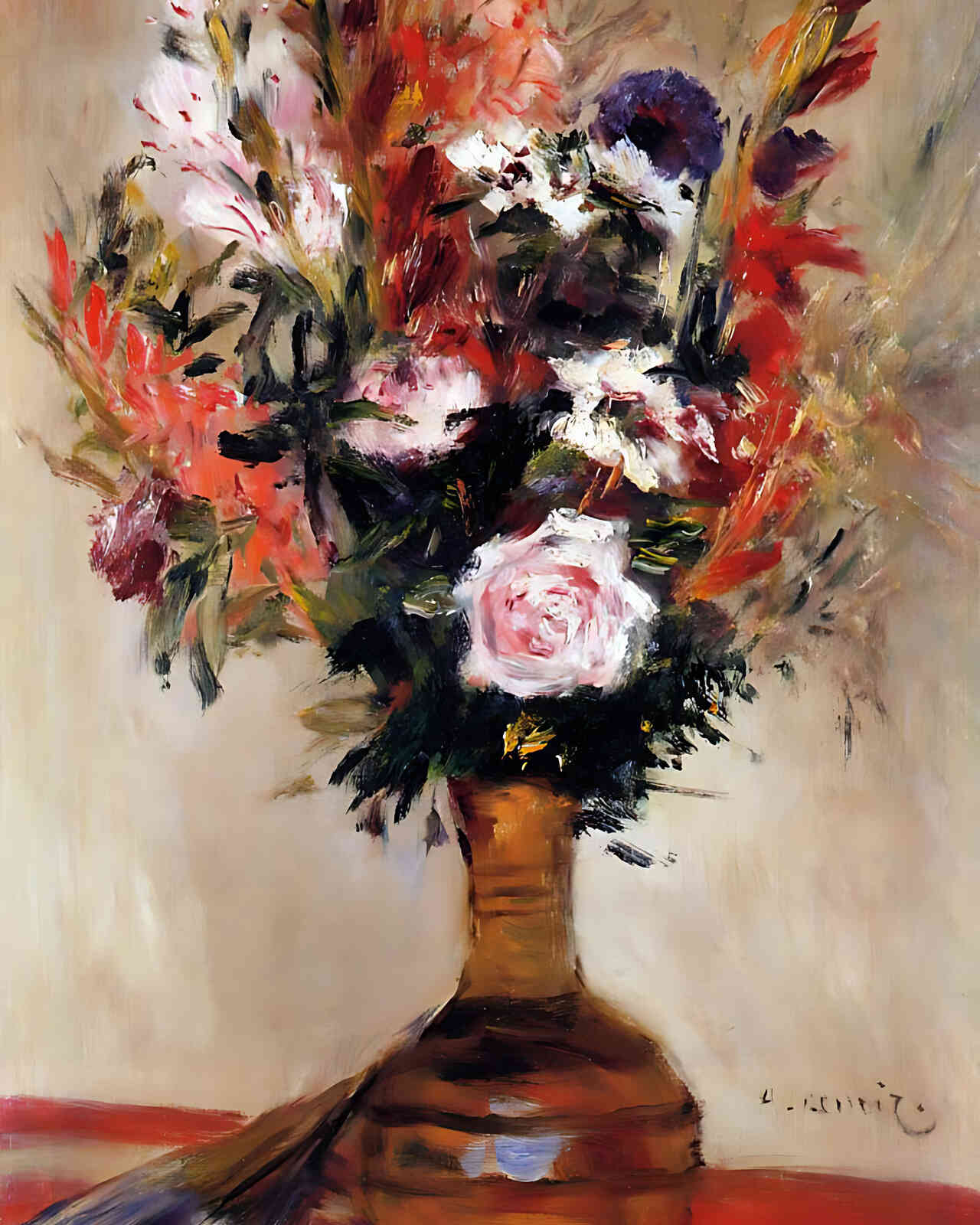 Roses in a Vase Painting by Pierre-Auguste Renoir 8x10" Art Print - Acid Free