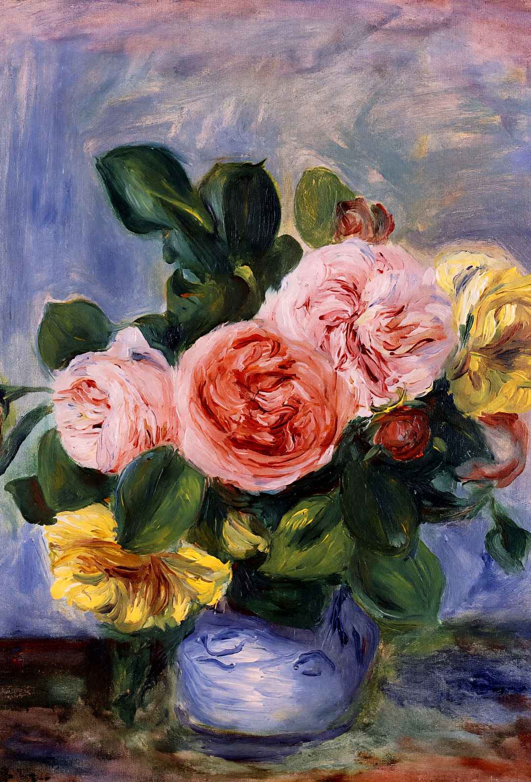 Roses in a Vase Art Print Painting by Pierre-Auguste Renoir (6 Sizes) - Restored