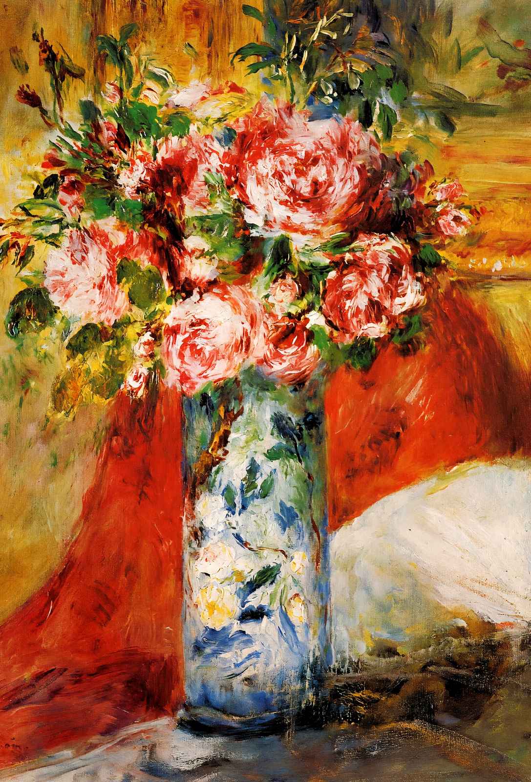 Roses in a Vase Art Print 1876 Painting by Pierre-Auguste Renoir (6 Sizes)