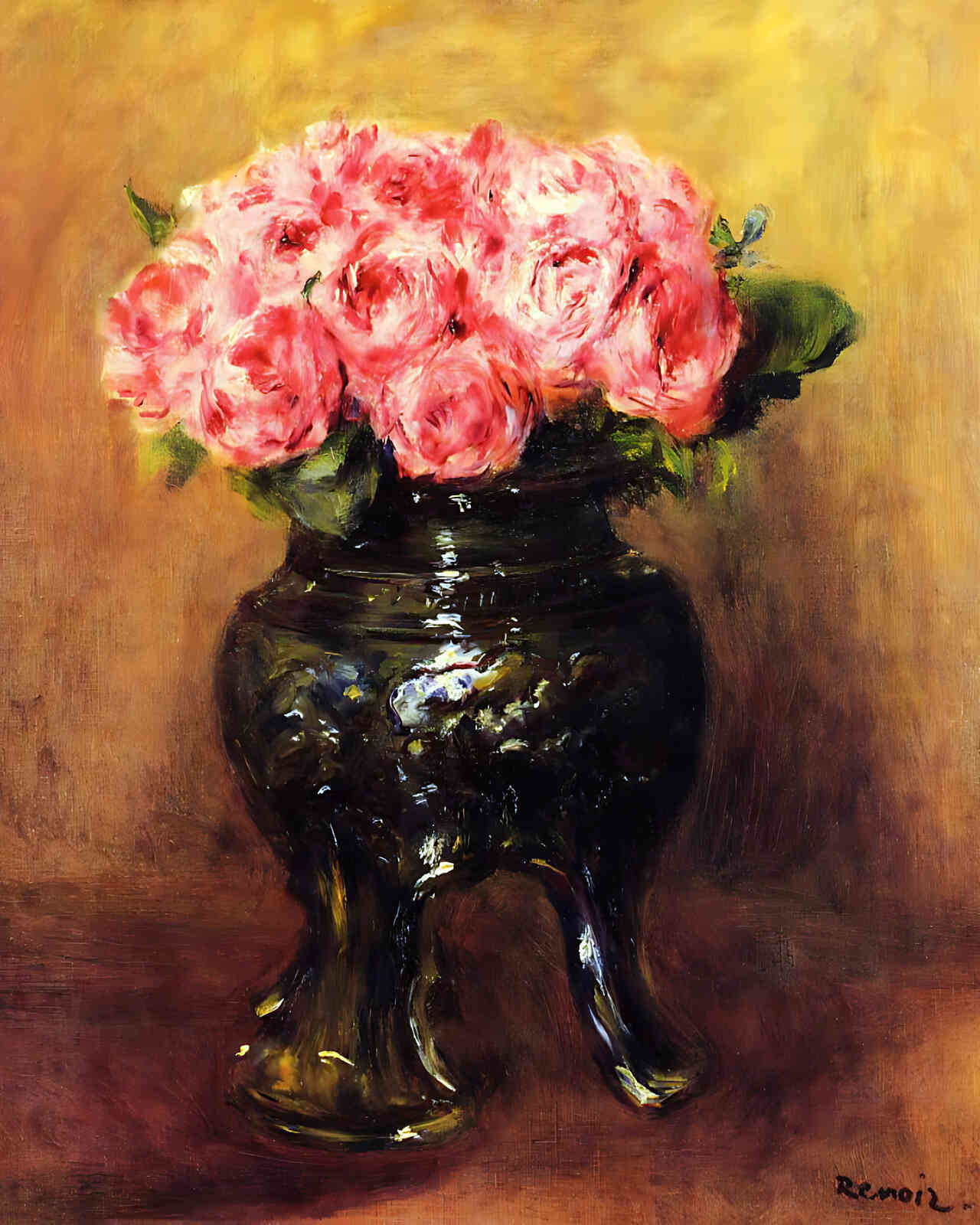 Roses in a China Vase Painting by Pierre-Auguste Renoir 8x10" Art Print