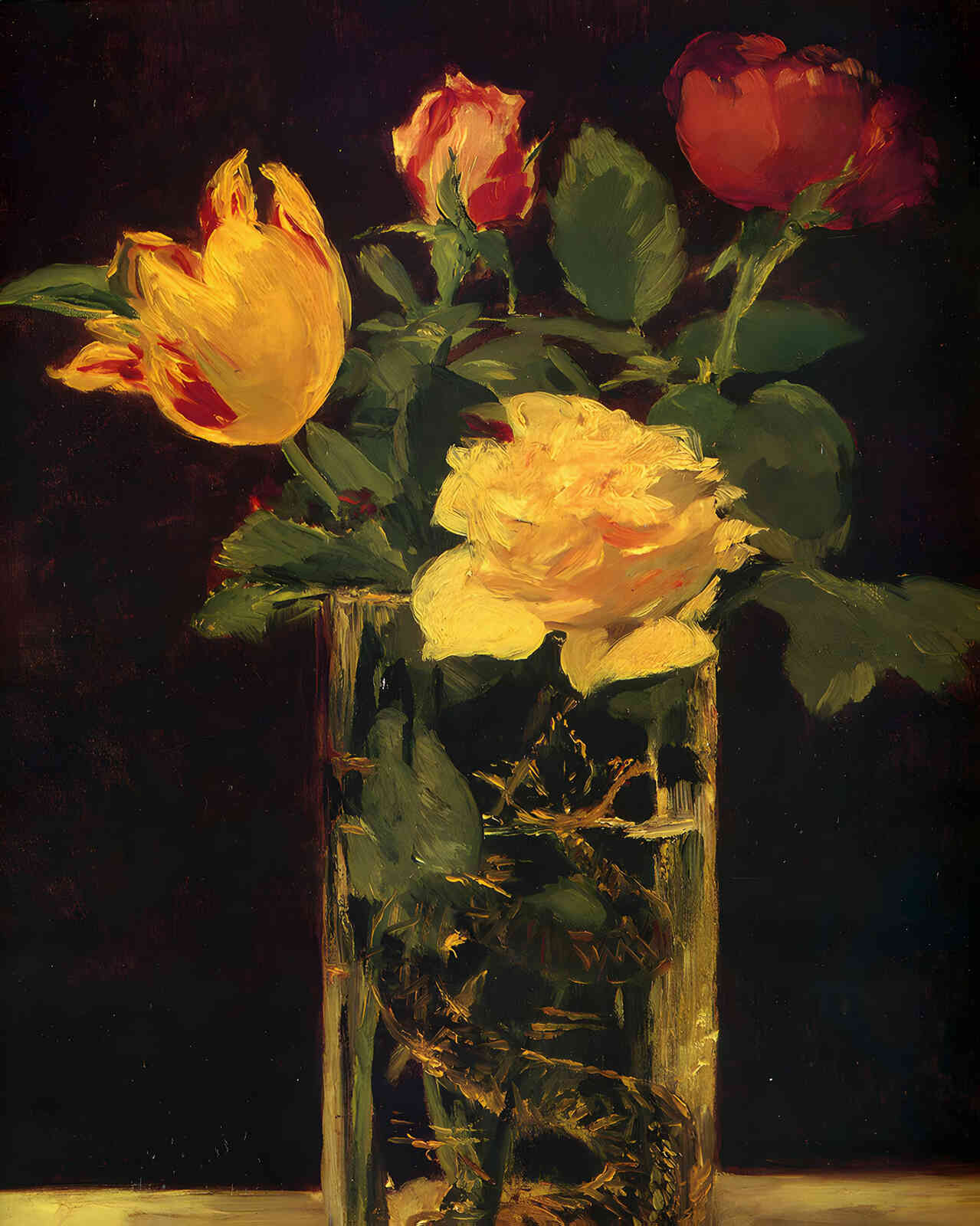 Rose and Tulip 1882 Painting by Edouard Manet 8x10" Art Print