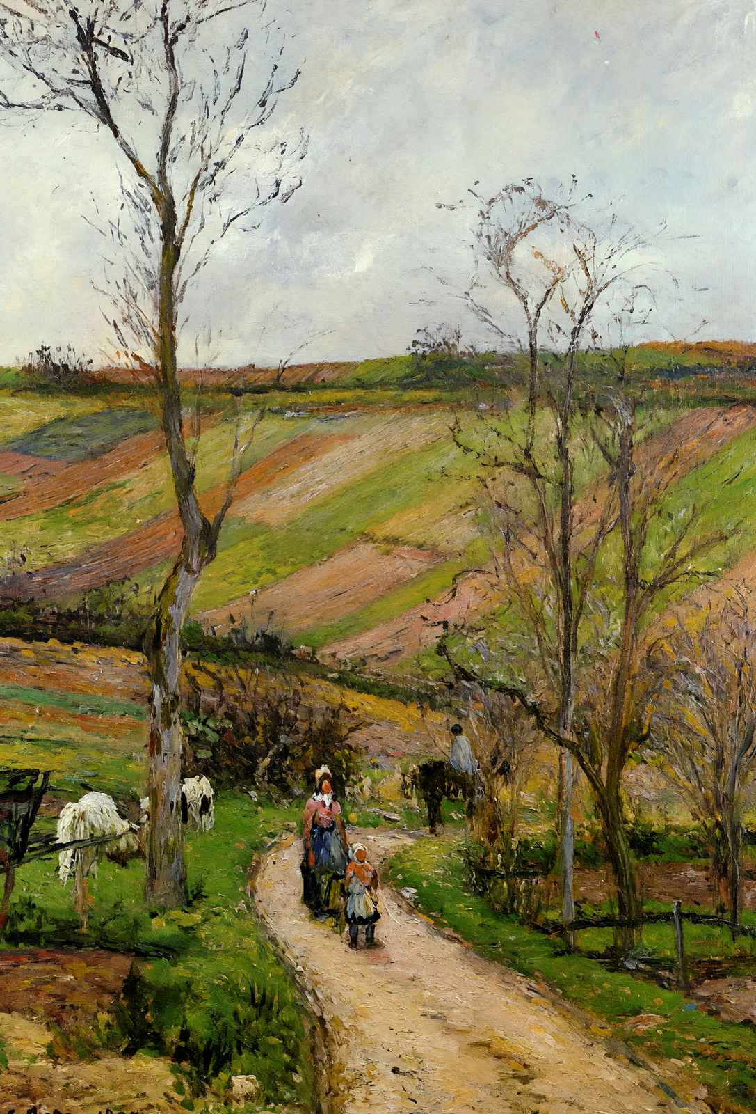 Route Du Fond in Hermitage, Pontoise 1877 by Pissarro Art Print (6 Sizes)