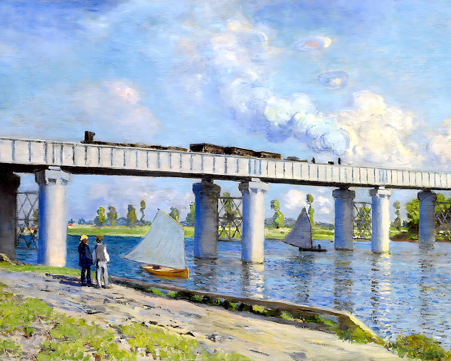 Railway Bridge at Argenteuil Painting by Claude Monet 8x10" Art Print