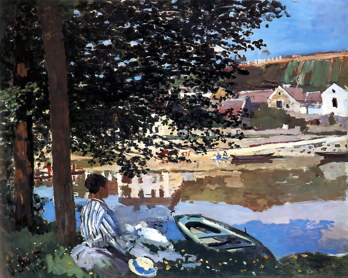 River Scene at Bennecourt Painting by Claude Monet 8x10" Art Print