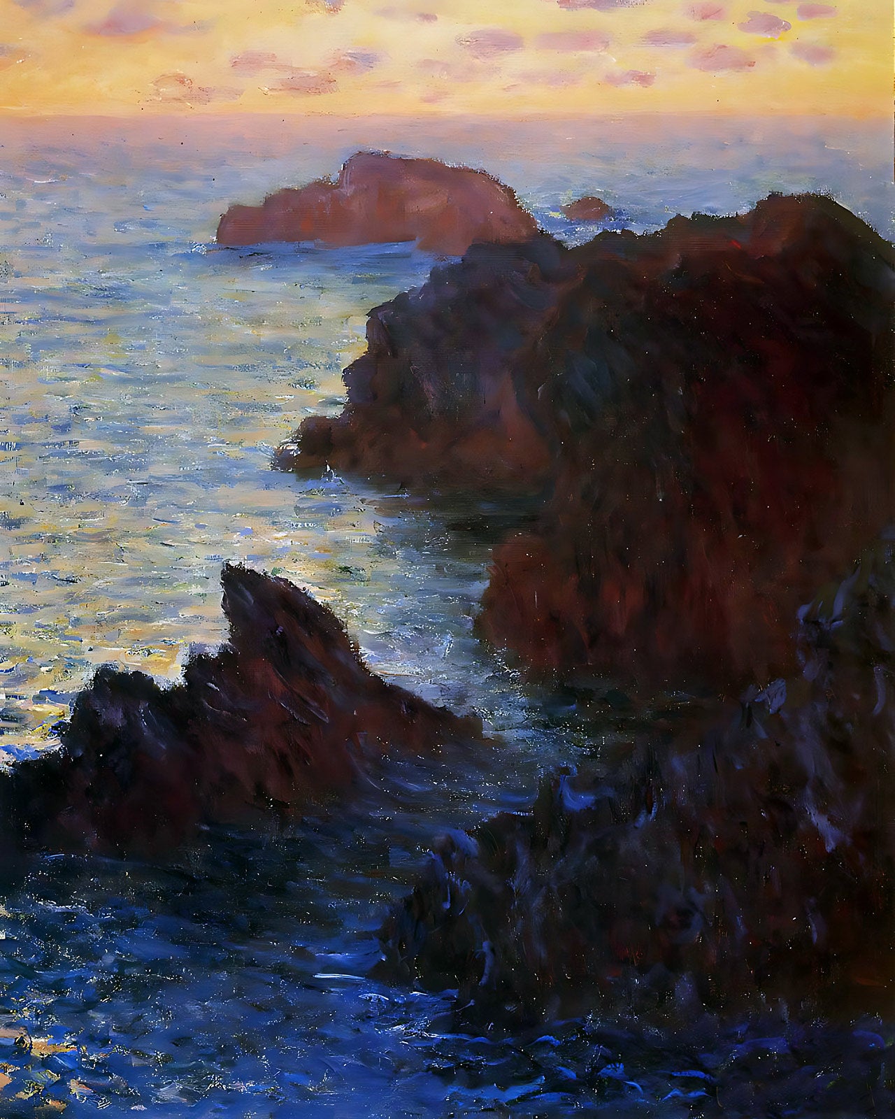 Rocky Point at Port-Goulphar Painting by Claude Monet 8x10" Art Print