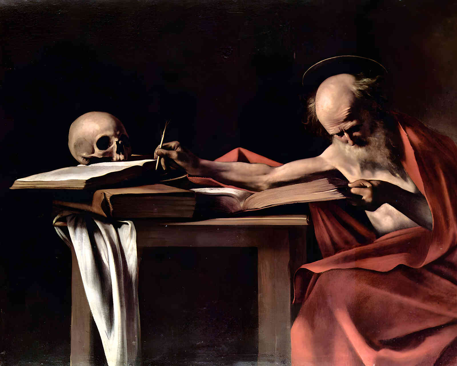 Saint Jerome Writing 1605 Painting by Caravaggio 8x10" Art Print