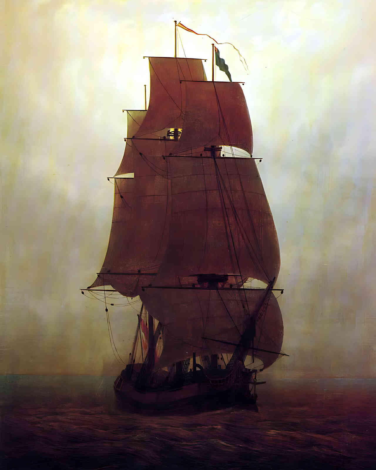Sailing Ship Painting by Caspar David Friedrich 8x10" Art Print - Acid Free