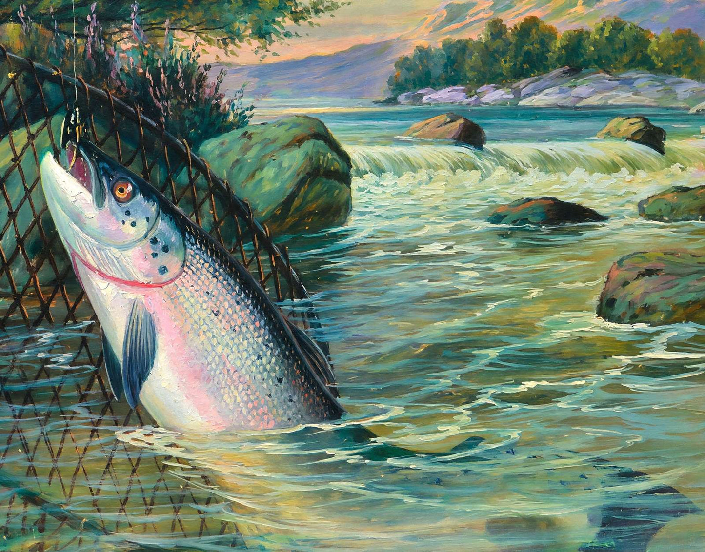 Salmon Landed in 1904 Art Print (7 Sizes) - Premium Quality