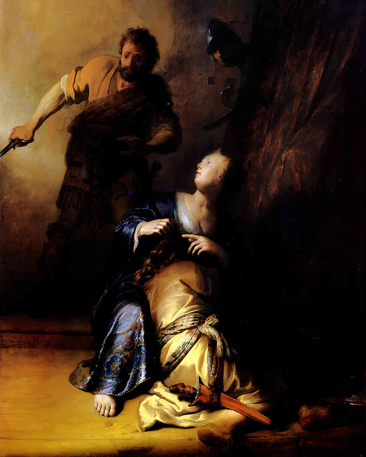 Samson and Delilah Painting by Rembrandt 8x10" Art Print - Restored