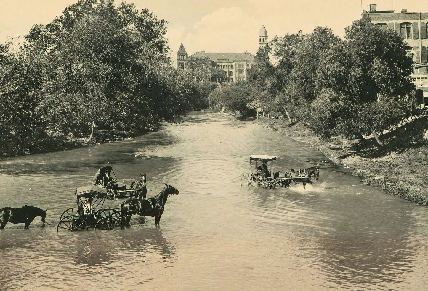 San Antonio River in 1906 Vintage Print (7 Sizes) - Premium Quality