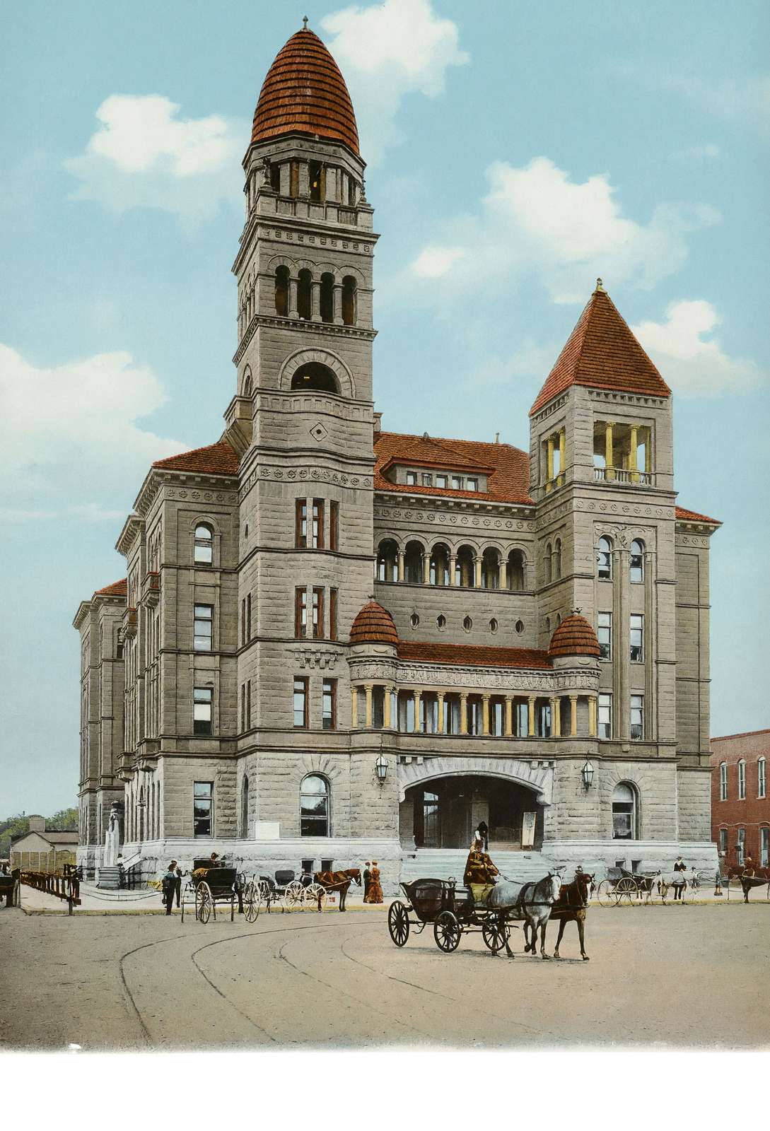 Bexar County Court House in 1905 Vintage Print (7 Sizes) - Premium Quality