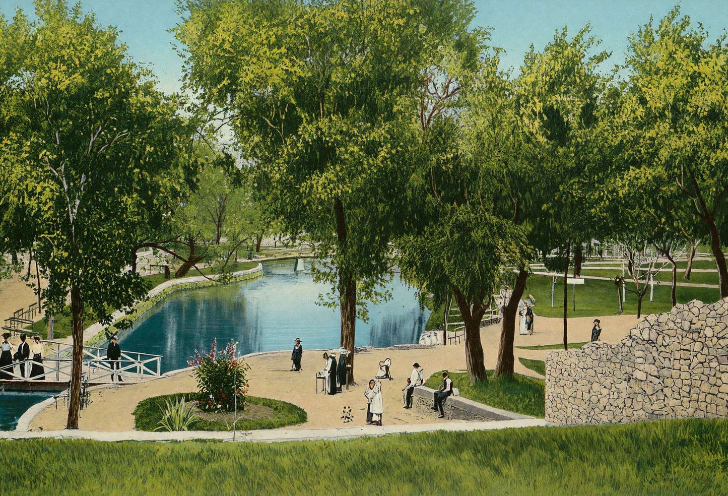 San Pedro Springs Park and Lake in 1905 Vintage Print (7 Sizes) - Restored