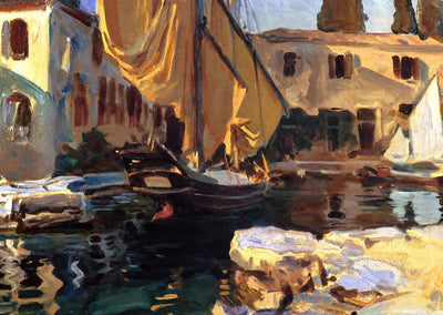 San Vigilio. a Boat with Golden Sail Art Print 1913 by Sargent (6 Sizes)