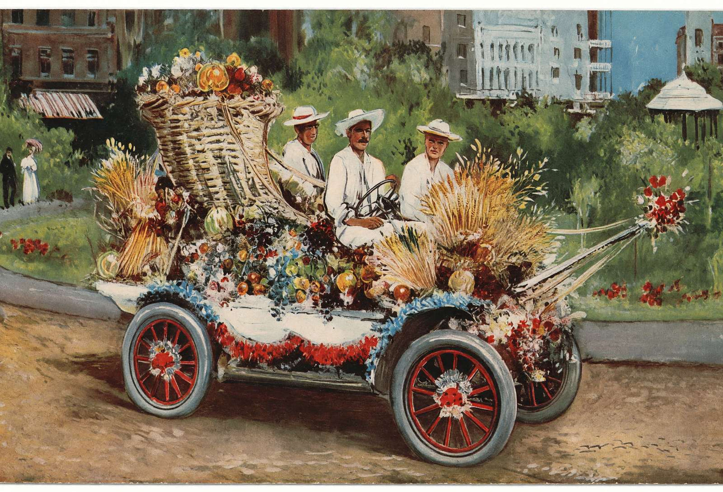 Horn of Plenty at Battle of Flowers in 1907 Vintage Print (7 Sizes)