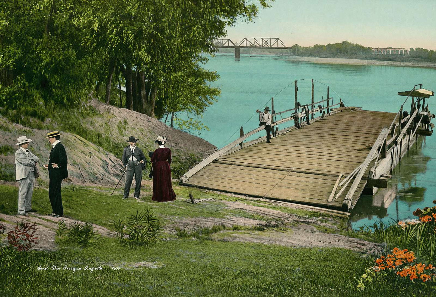 Sand Bar Ferry Augusta GA in 1905 Vintage Print (7 Sizes) - Premium Quality