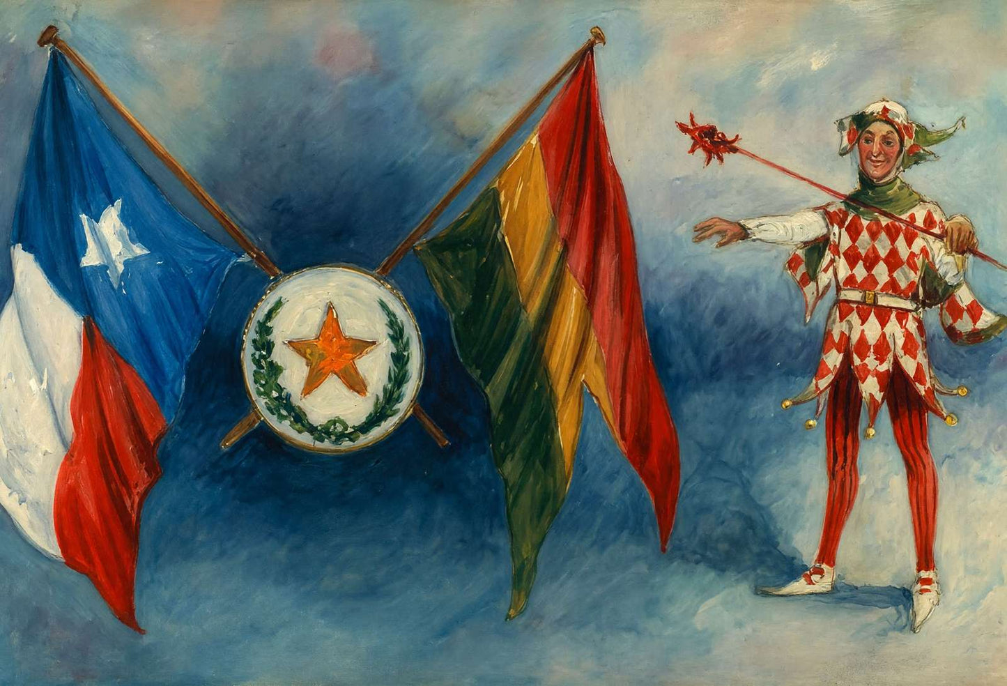 San Antonio Battle of Flowers Star & Jester 1908 Art Print (7 Sizes) - Enhanced
