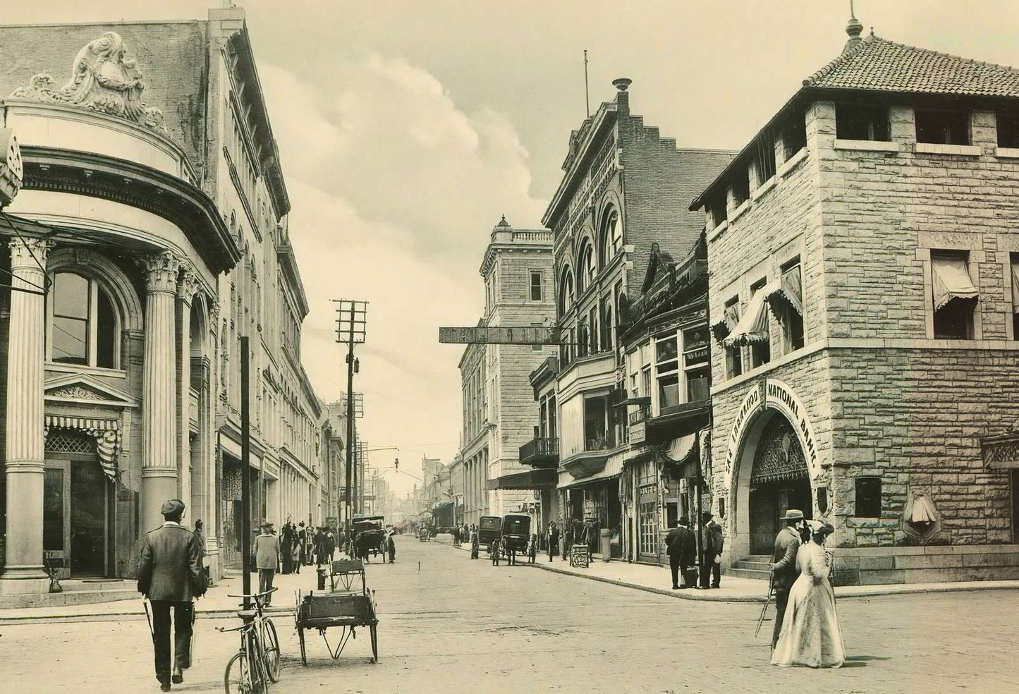 West Commerce Street San Antonio in 1906 Vintage Print (7 Sizes) - Reproduction