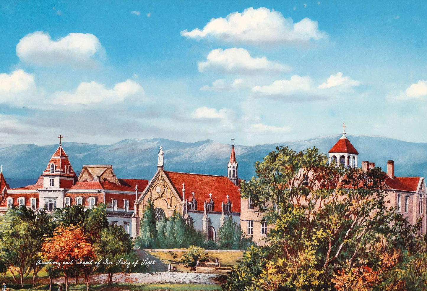 Academy and Chapel of Our Lady of Light in 1906 Vintage Print (6 Sizes)