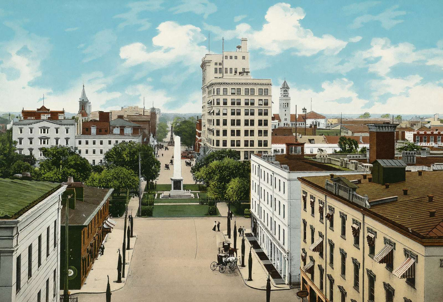 Bull Street from City Hall Savannah GA in 1905 Vintage Print (7 Sizes)