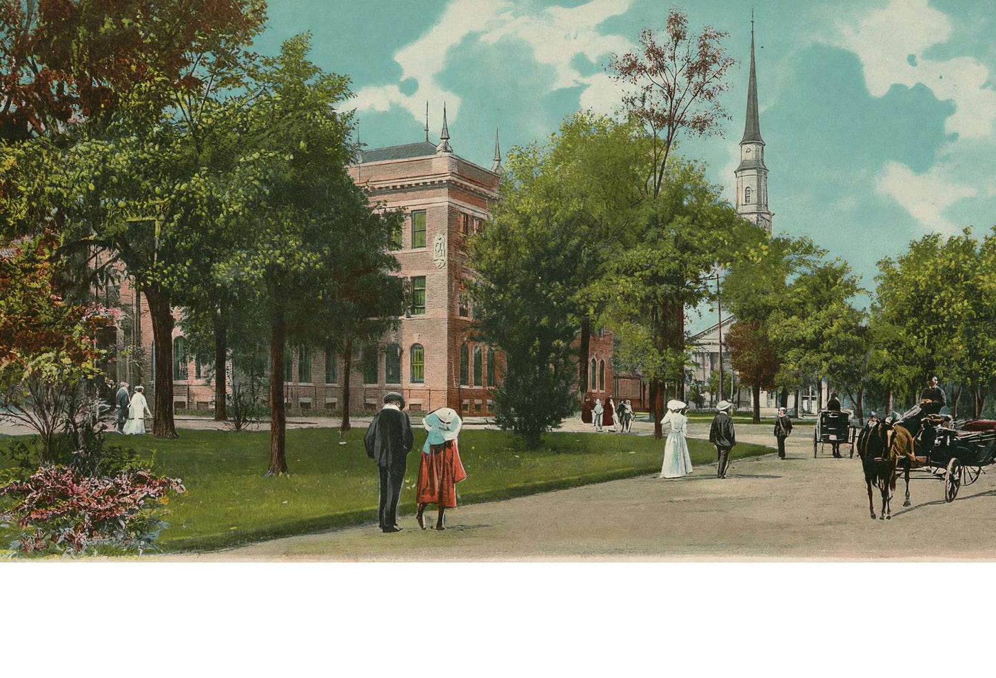 Oglethorpe Avenue Savannah GA in 1905 Vintage Print (7 Sizes) - Enhanced