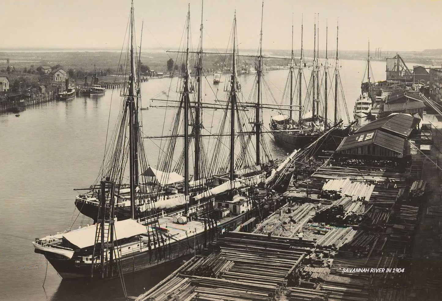 Savannah River in 1904 Vintage Print (7 Sizes) - Premium Quality