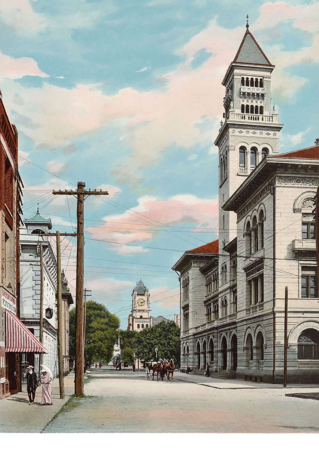 President Street Savannah GA in 1905 Vintage Print (7 Sizes) - Acid Free