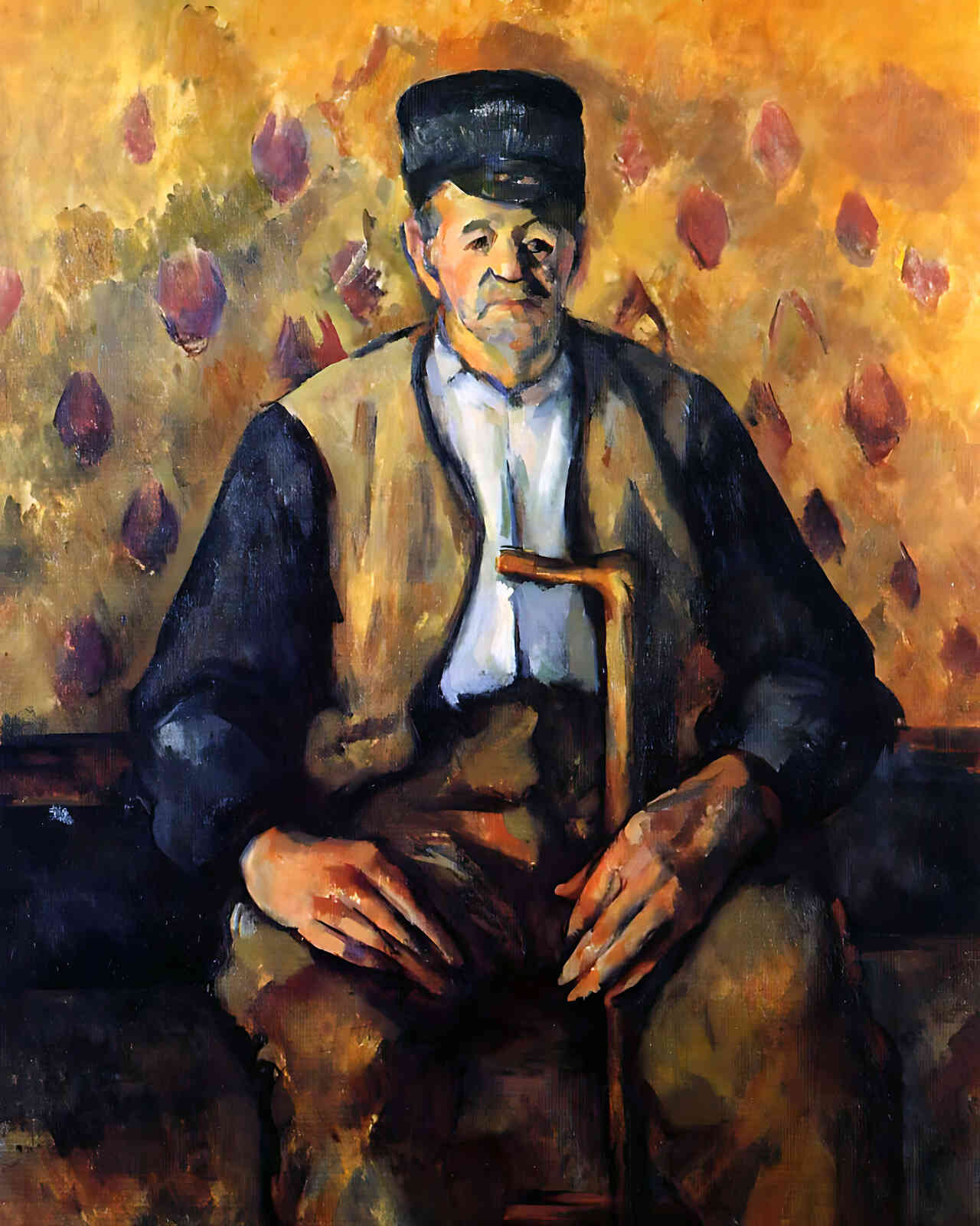 Seated Peasant Painting by Paul Cezanne 8x10" Art Print (Restored Reproduction)