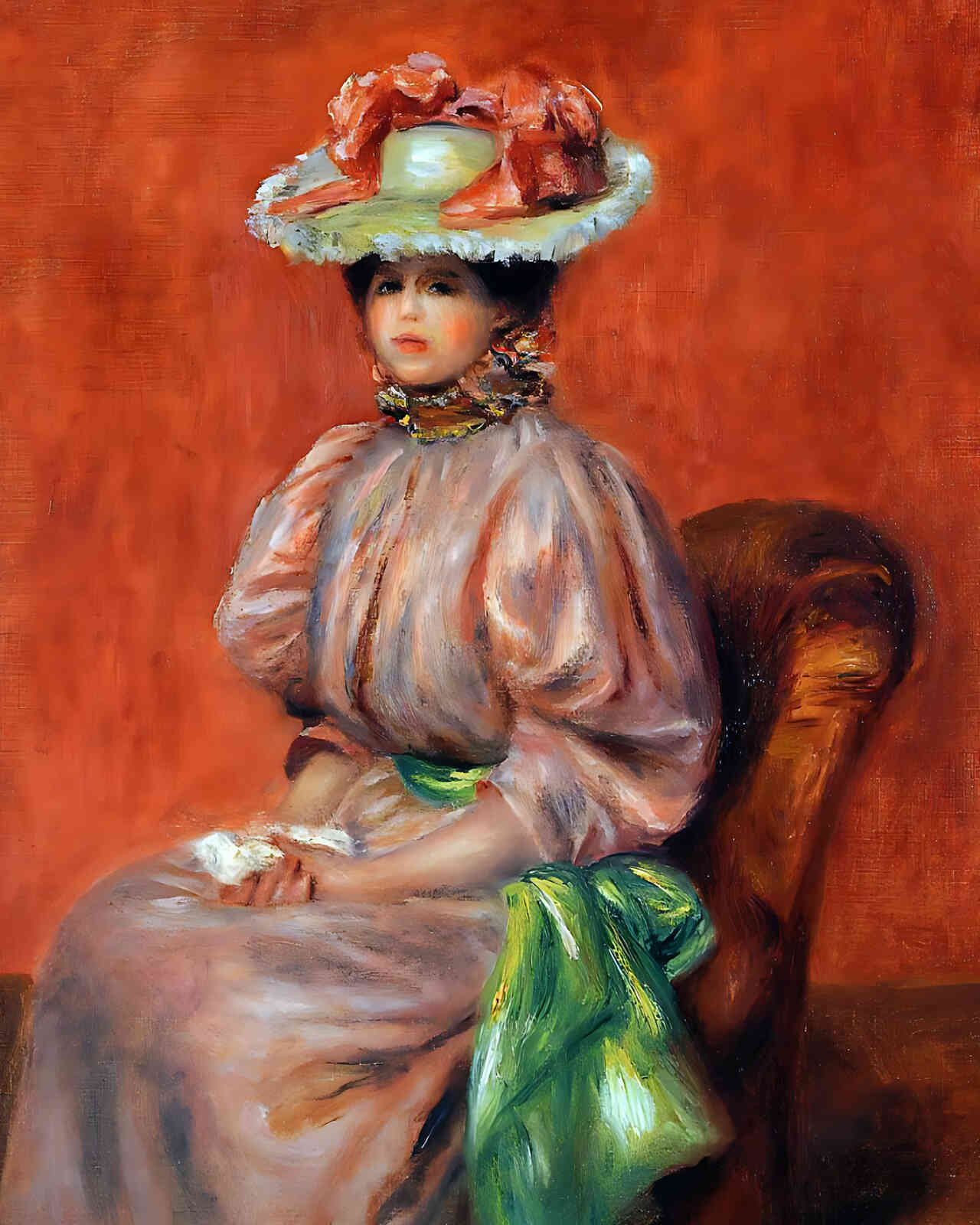 Seated Woman Painting by Pierre-Auguste Renoir 8x10" Art Print - Restored