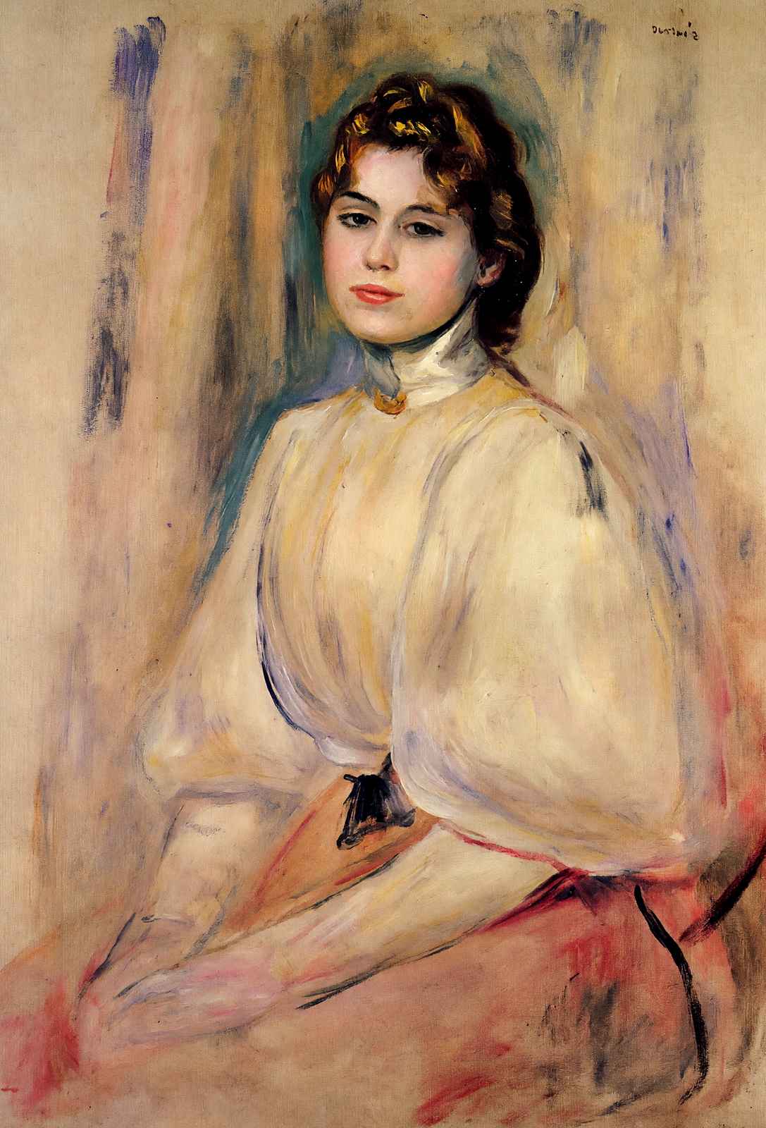 Seated Young Woman Art Print 1890 Painting by Pierre-Auguste Renoir (6 Sizes)