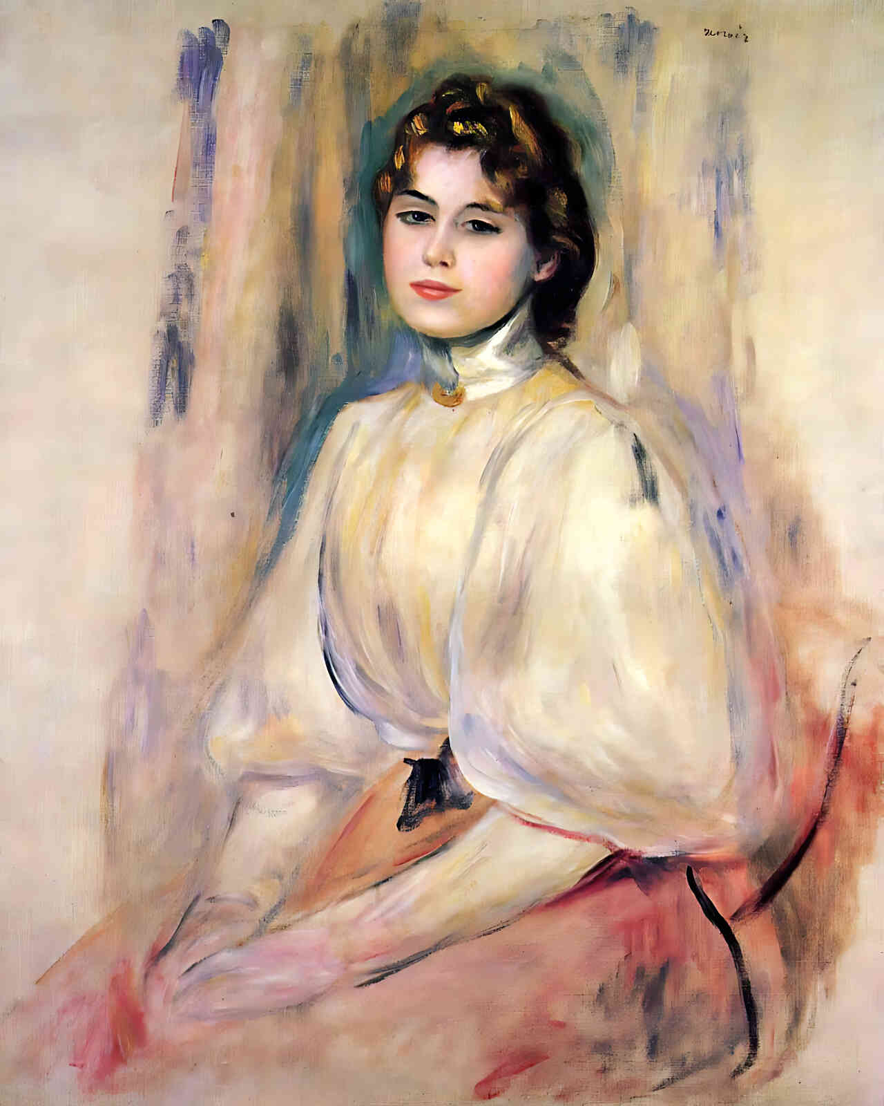 Seated Young Woman () Painting by Pierre-Auguste Renoir 8x10" Art Print