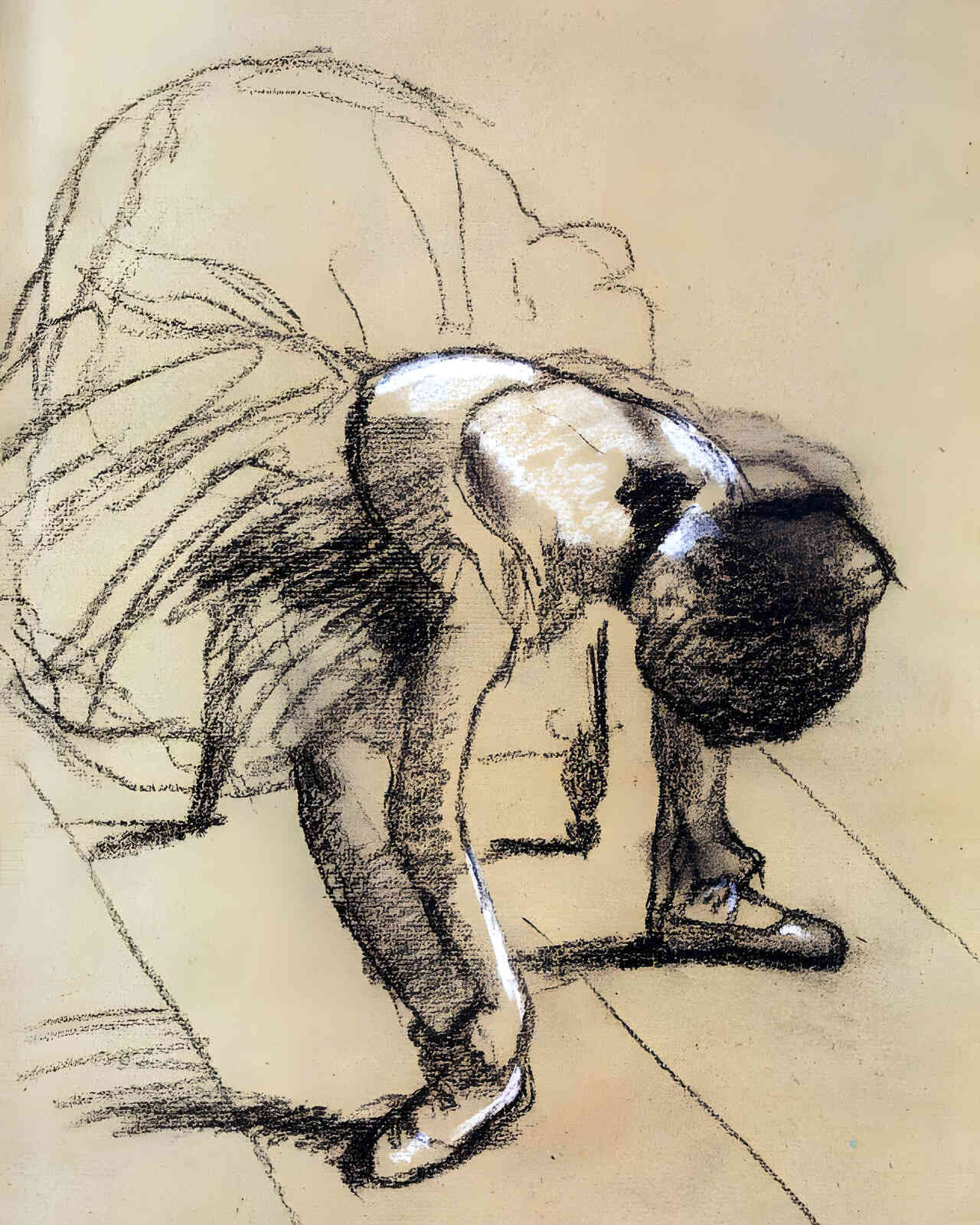 Seated Dancer Adjusting Her Shoes 1880 Painting by Edgar Degas 8x10" Art Print