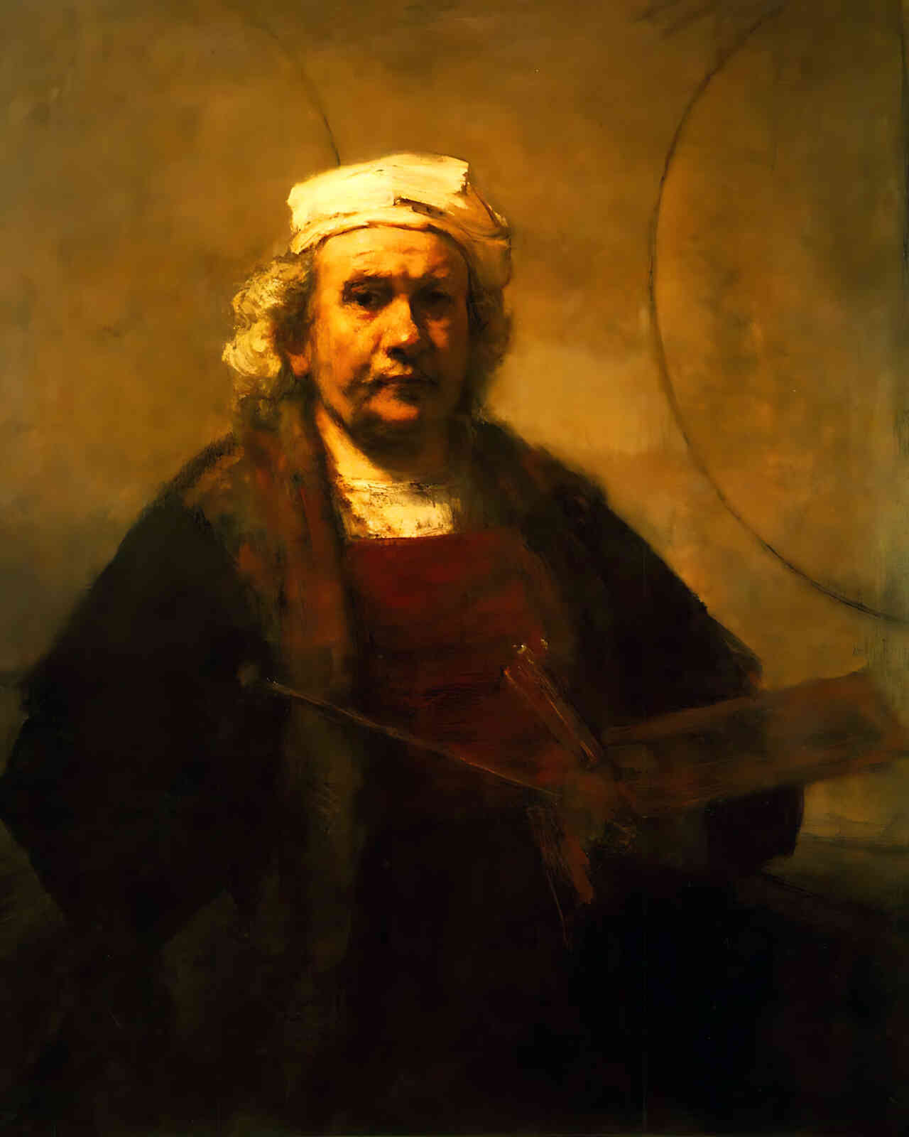 Self-Portrait () Painting by Rembrandt 8x10" Art Print - Restored