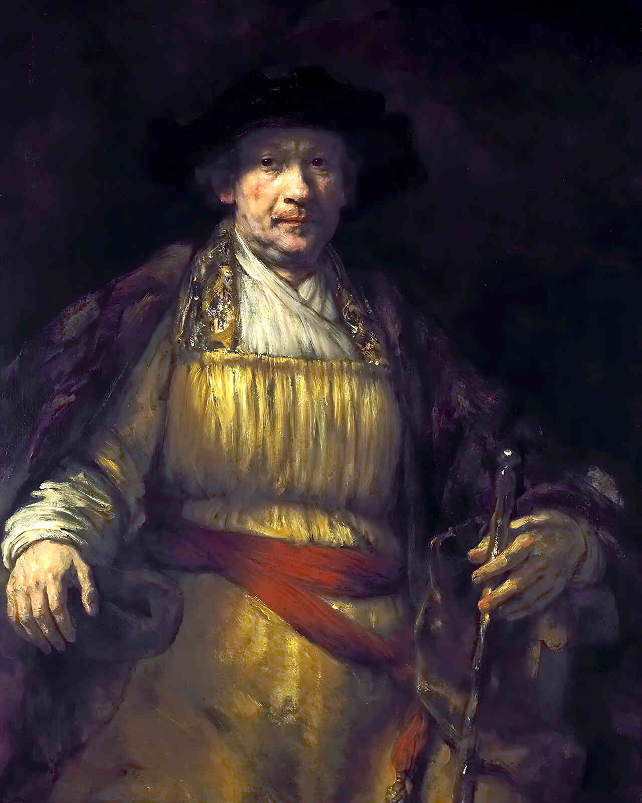 Self-Portrait () Painting by Rembrandt 8x10" Art Print (Restored Reproduction)