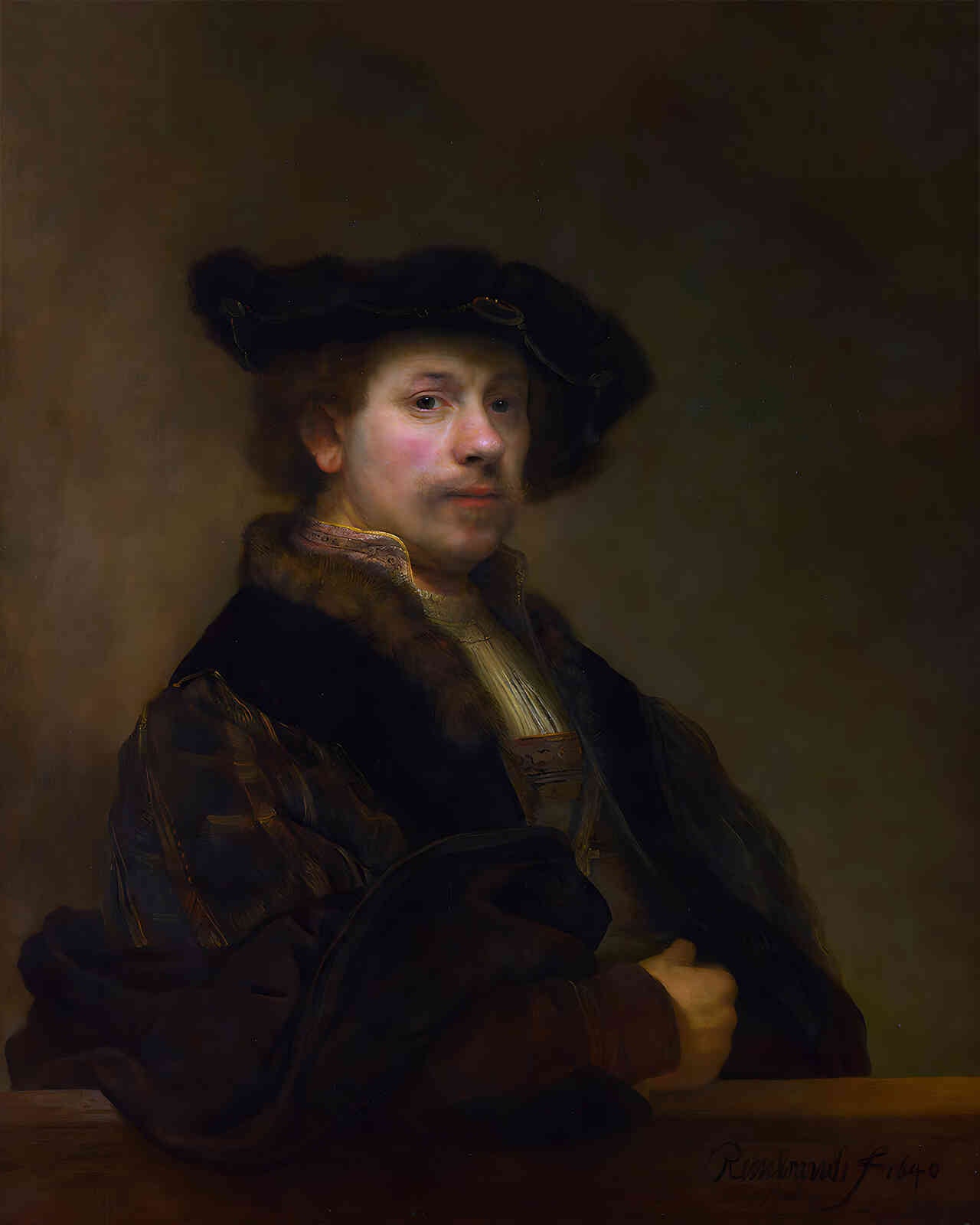 Self-Portrait at the Age of Painting by Rembrandt 8x10" Art Print (High Quality)