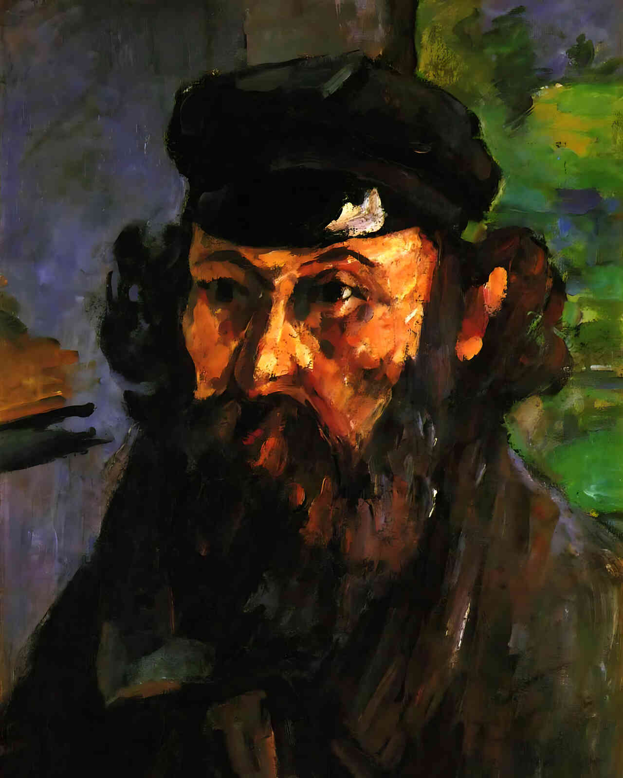 Self-Portrait in a Casquette Painting by Paul Cezanne 8x10" Art Print - Restored