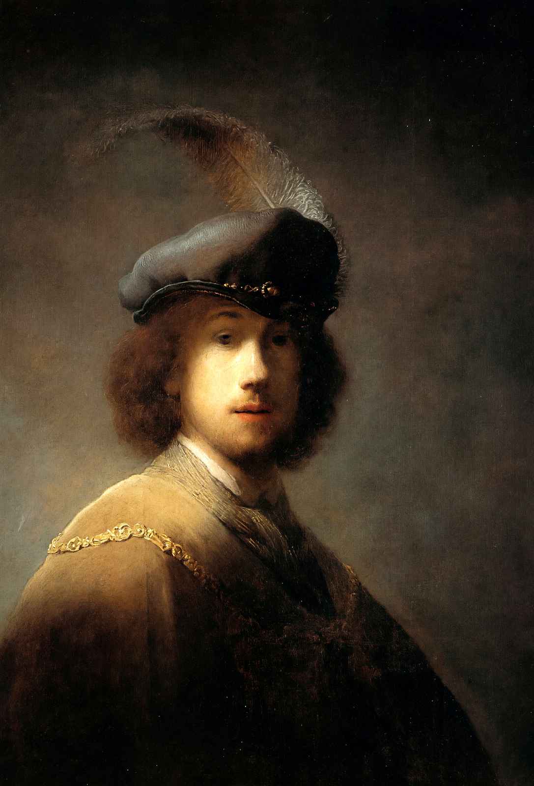 Self-Portrait in a Plumed Hat 1629 Painting by Rembrandt Art Print (6 Sizes)