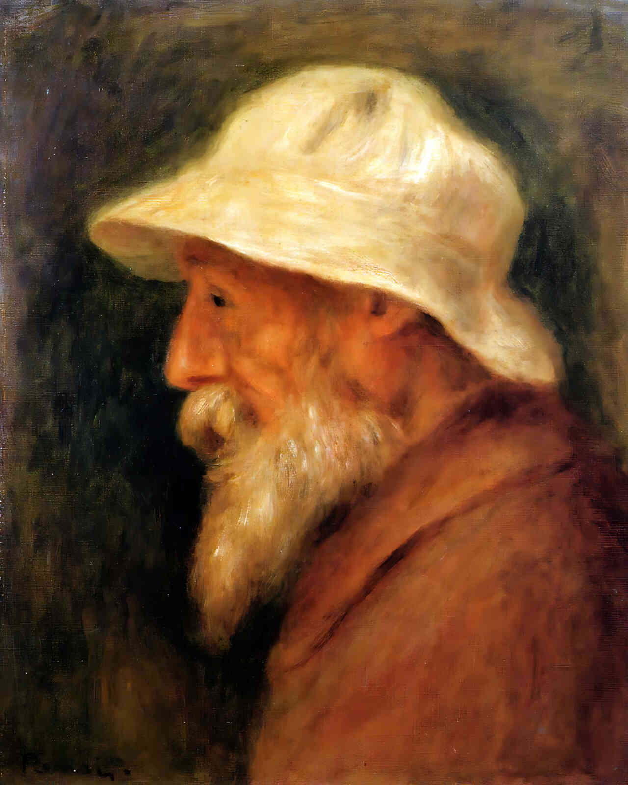 Self-Portrait with a White Hat by Pierre-Auguste Renoir 8x10" Art Print
