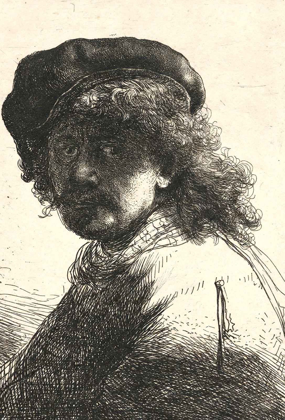 Self-Portrait in a Cap and Scarf with the Face Dark Bust 1633 Print (6 Sizes)
