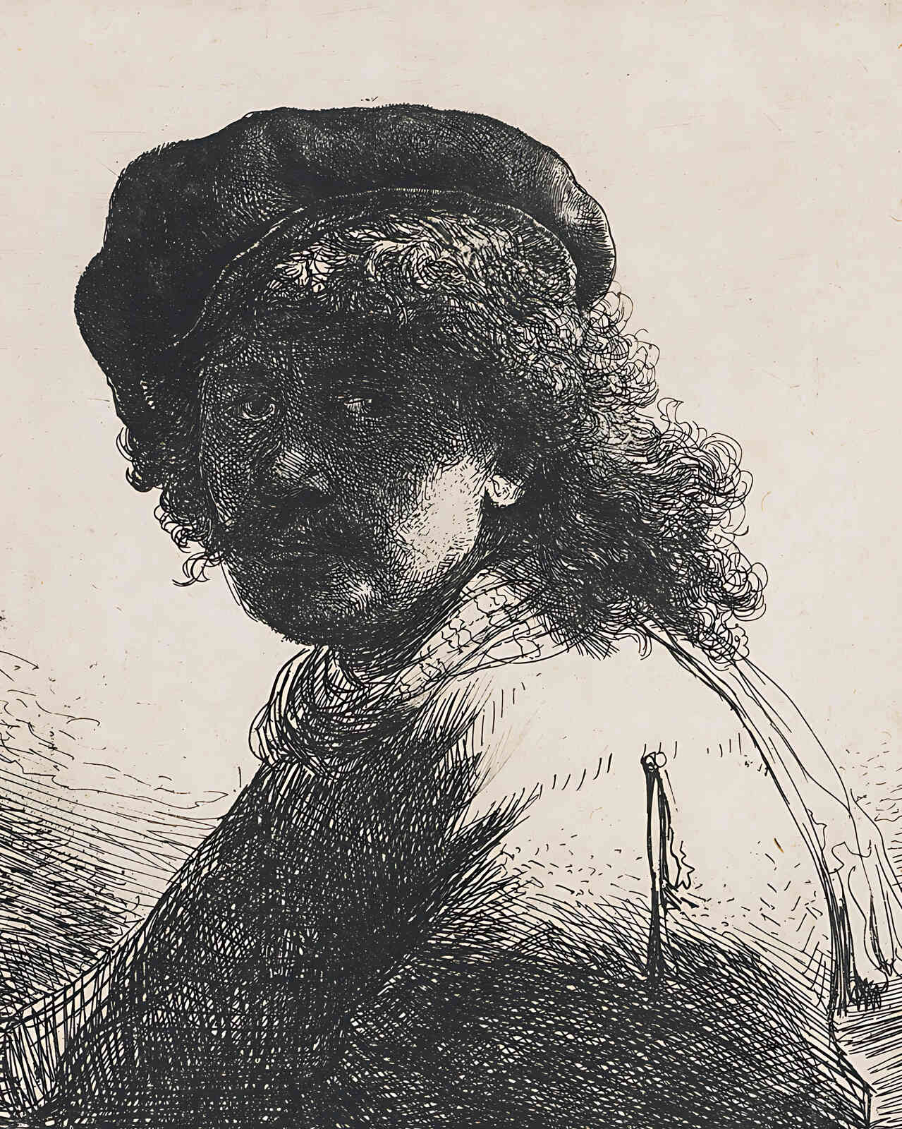 Self-Portrait in a Cap and Scarf with the Face Dark Bust 8x10" Print - Acid Free