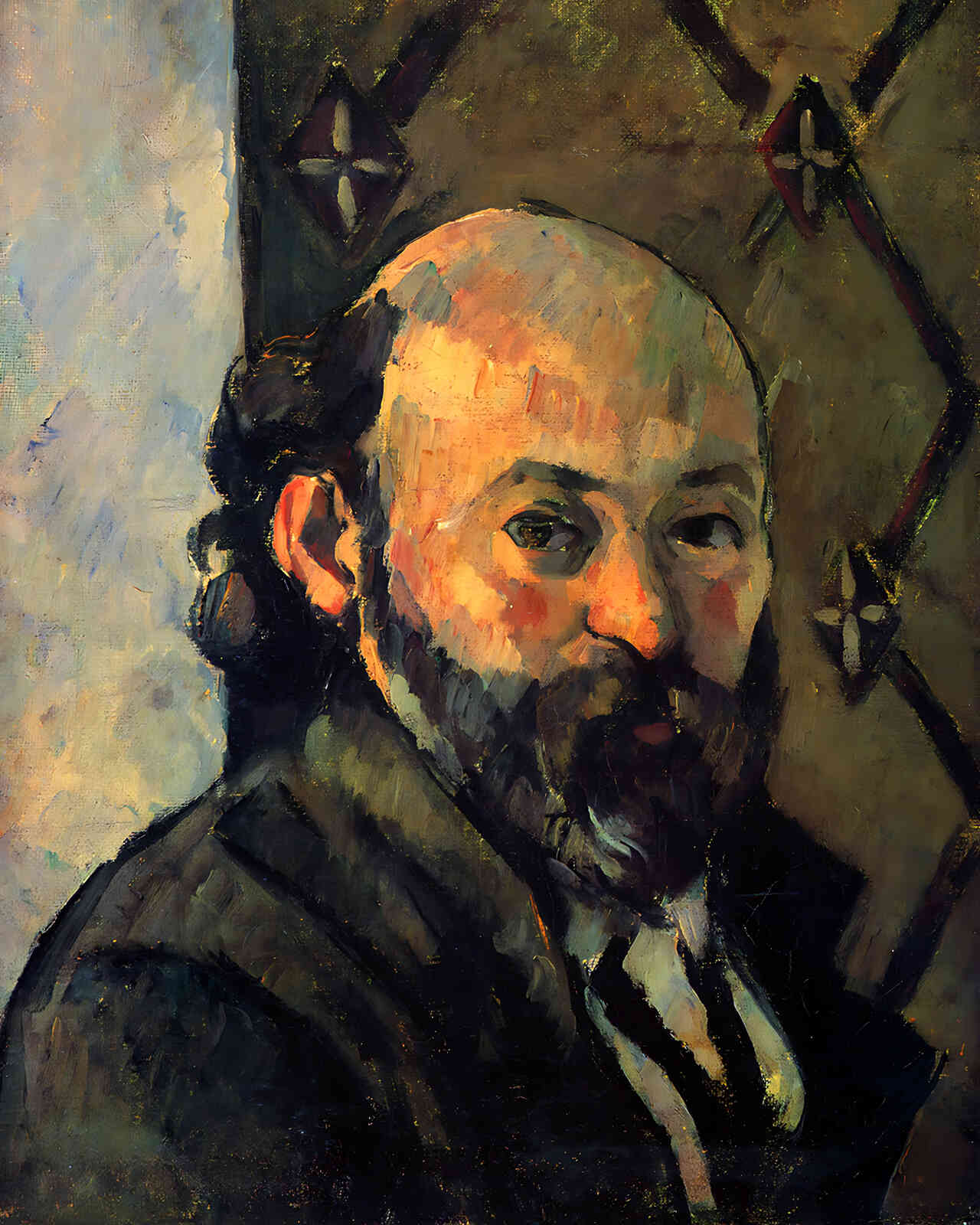 Self-Portrait in Front of Olive Wallpaper by Paul Cezanne 8x10" Art Print