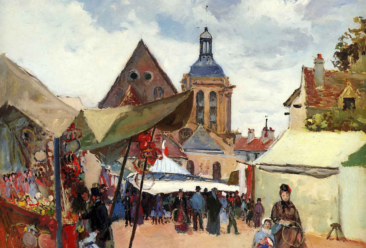 September Fete, Pontoise Art Print 1872 Painting by Camille Pissarro (6 Sizes)