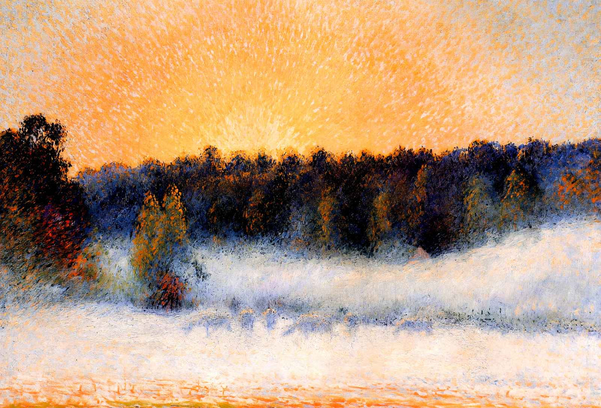Setting Sun and Fog, Eragny 1891 by Camille Pissarro Art Print (6 Sizes)