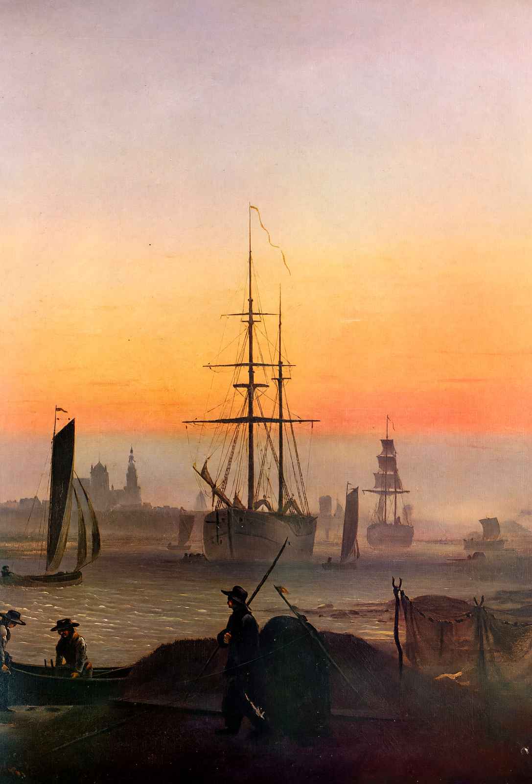 Ships at the Port of Greifswald 1820 by Friedrich Art Print (6 Sizes)