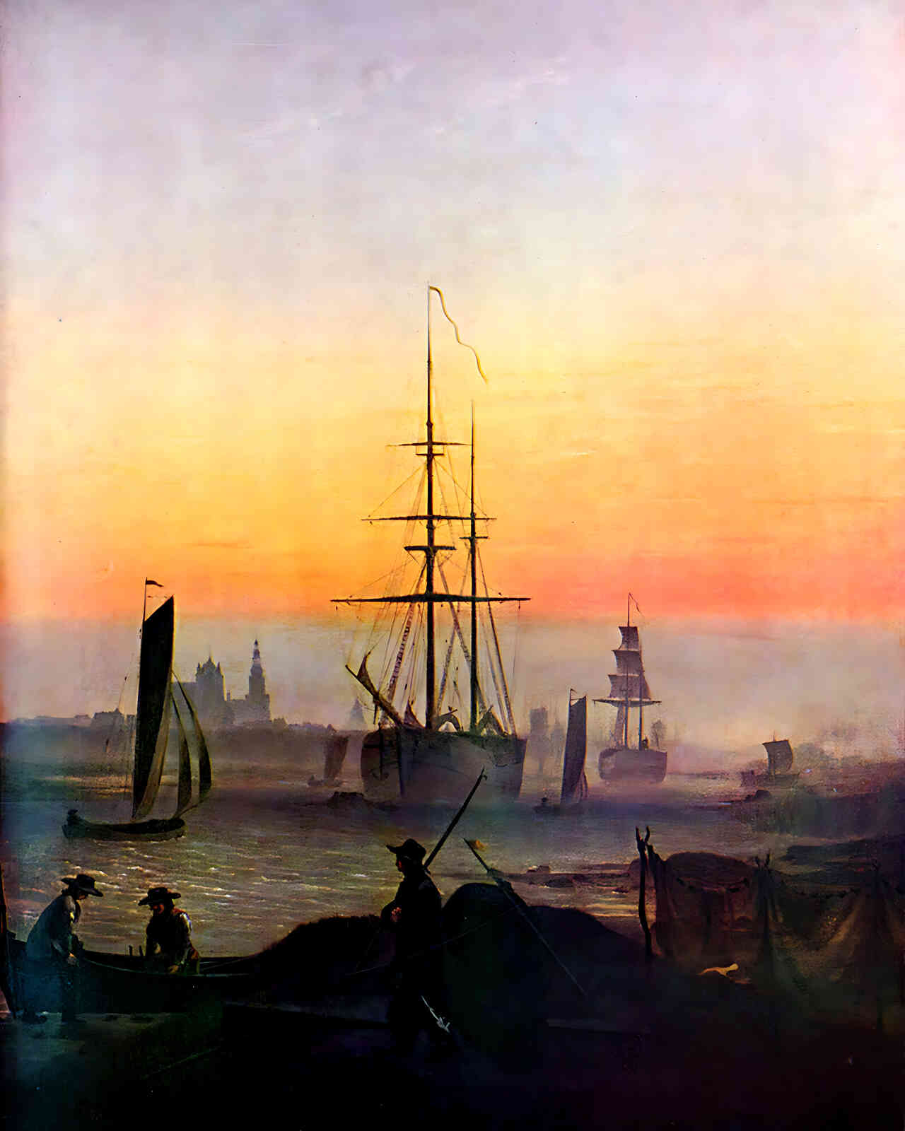 Ships at the Port of Greifswald by Caspar David Friedrich 8x10" Art Print