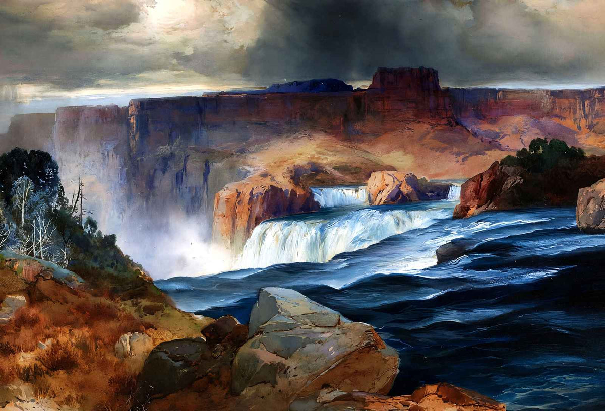 Shoshone Falls, Snake River, Idaho Art Print Painting by Thomas Moran (6 Sizes)