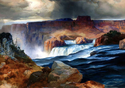 Shoshone Falls, Snake River, Idaho Art Print Painting by Thomas Moran (6 Sizes)