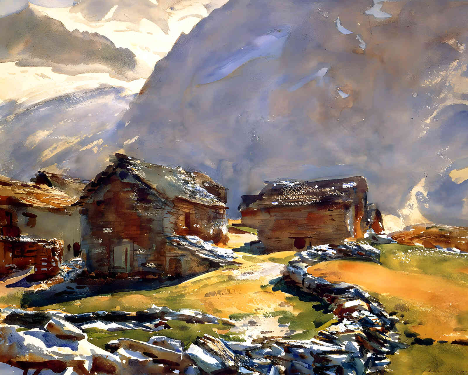 Simplon Pass Chalets 1911 Painting by John Singer Sargent 8x10" Art Print