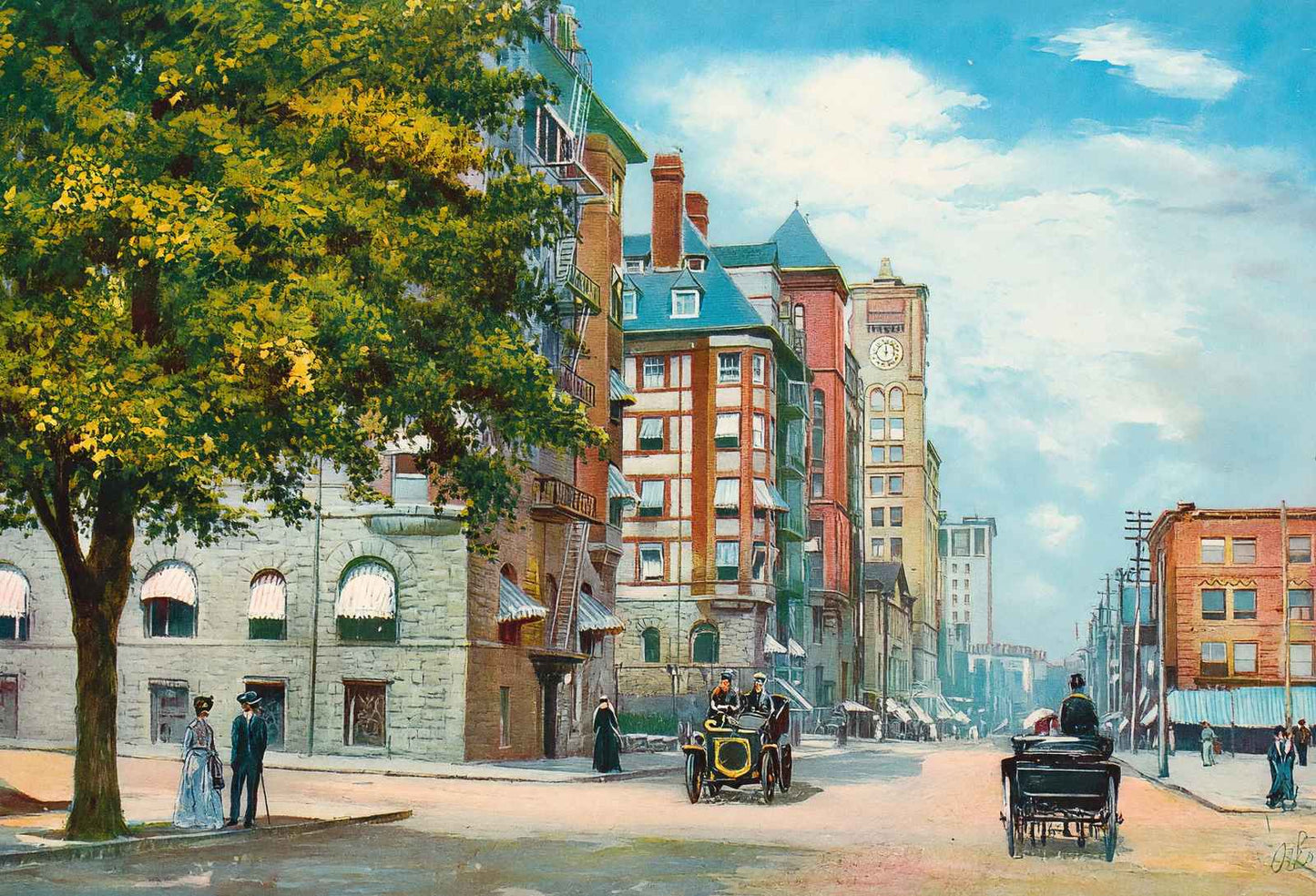 Sixth Street Portland in 1908 Vintage Print (7 Sizes) - Reproduction
