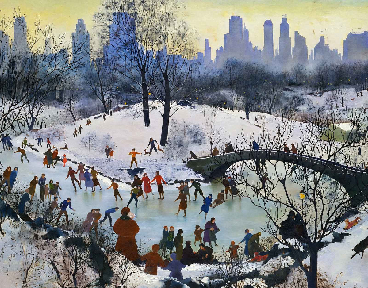 Skating in Central Park Painting by Agnes Tait Art Print (6 Sizes) - New York
