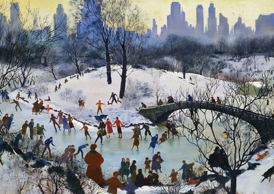 Skating in Central Park Painting by Agnes Tait Art Print (6 Sizes) - New York